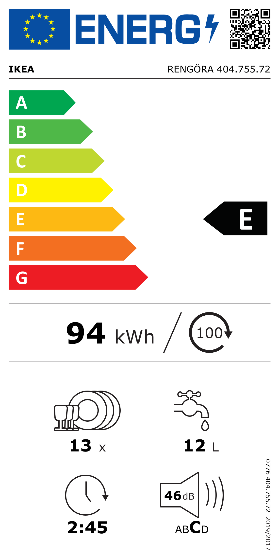 Energy Label Of: 40475572