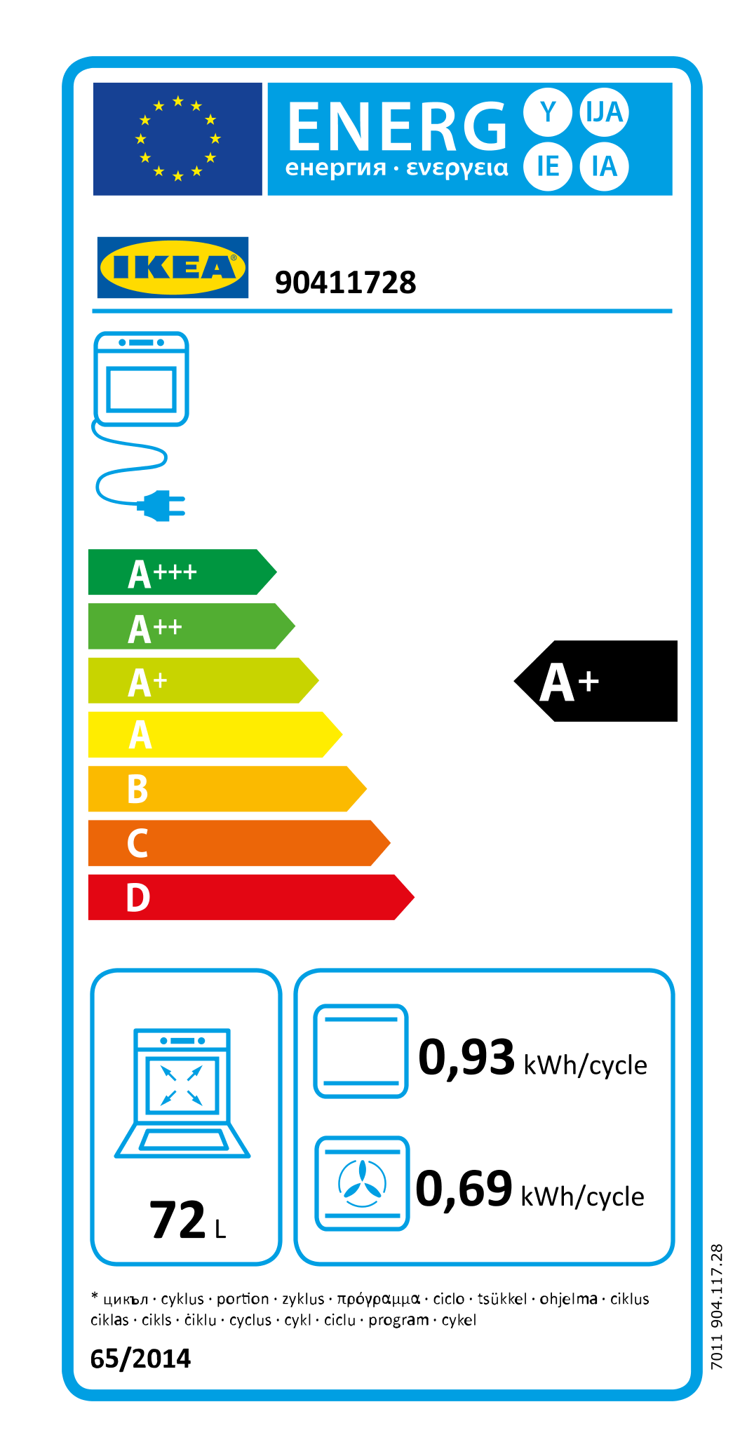 Energy Label Of: 90411728
